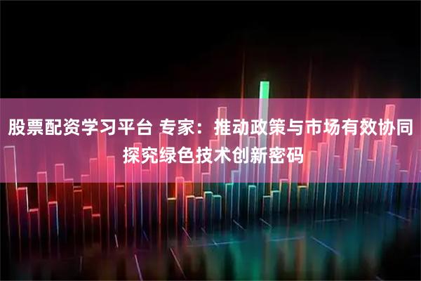 股票配资学习平台 专家：推动政策与市场有效协同 探究绿色技术创新密码